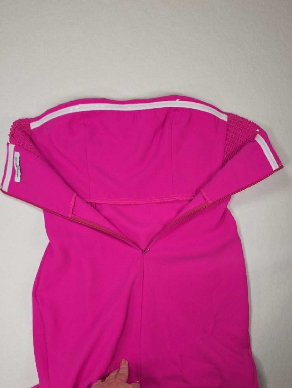 Amanda Uprichard Strapless Hot Pink Midi Dress with Side Slit Party Bridesmaid - Picture 11 of 13